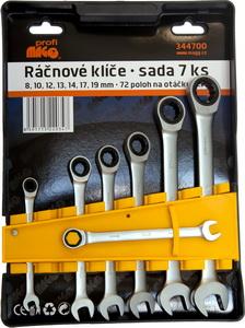 Profi sada 7ks ráčnových klíčů 8-19mm, 72 poloh